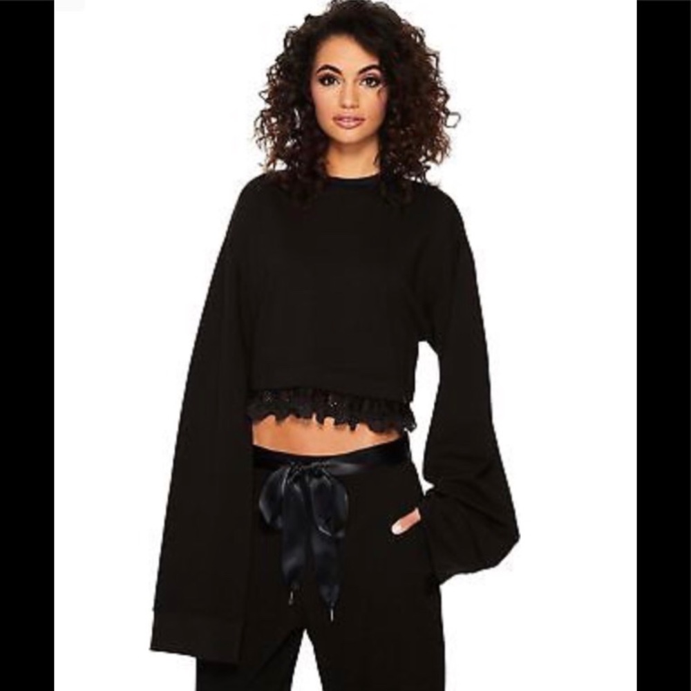 Puma fenty by Rihanna cropped black jersey w/ lace